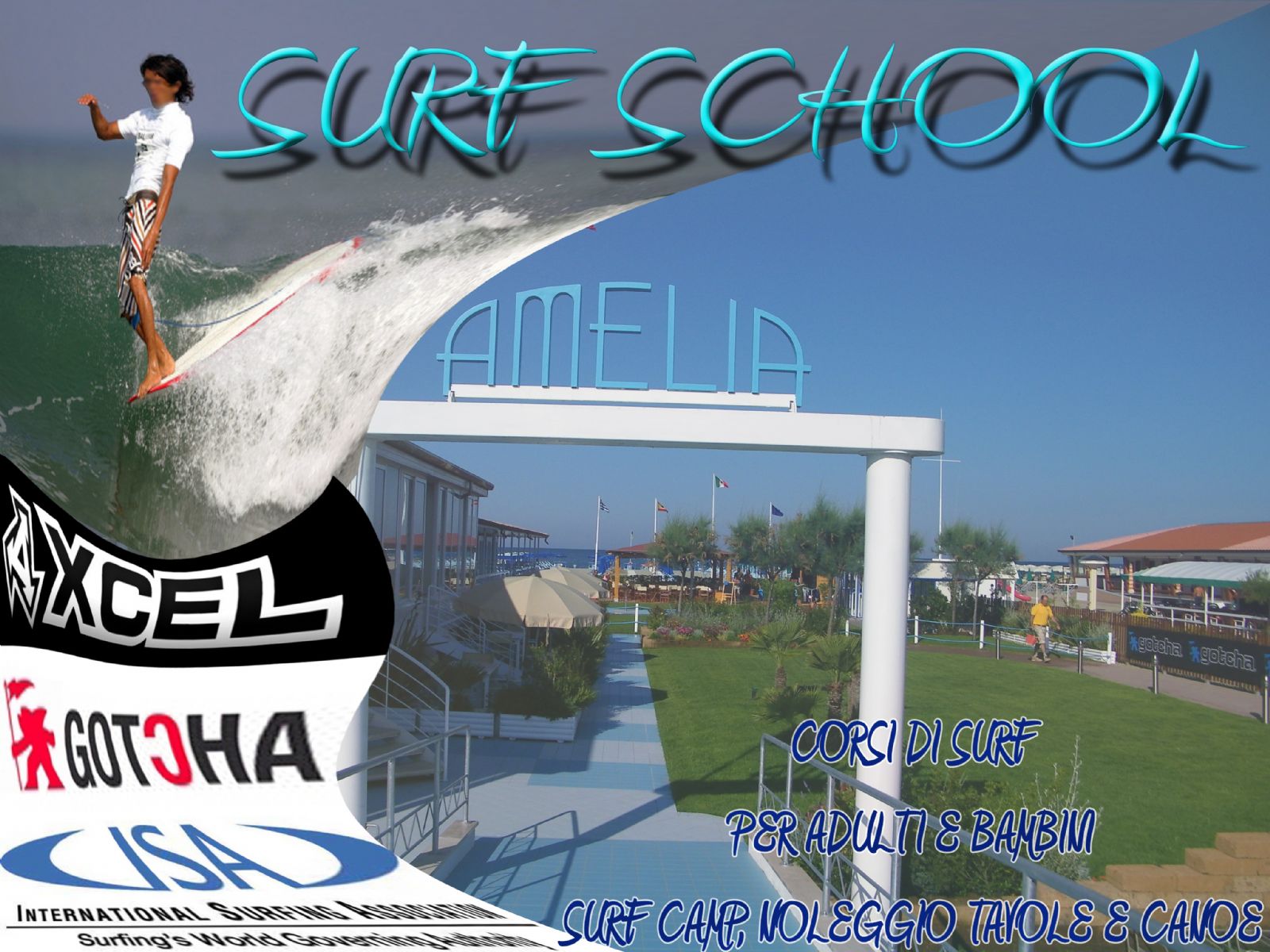 Scuola di Surf presso il bagno Amelia di Viareggio